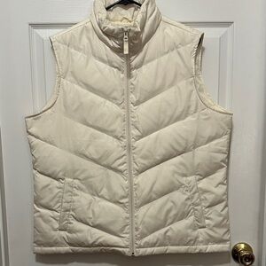Women’s Cream Quilted Puffer Vest - Sleeveless Zip Front